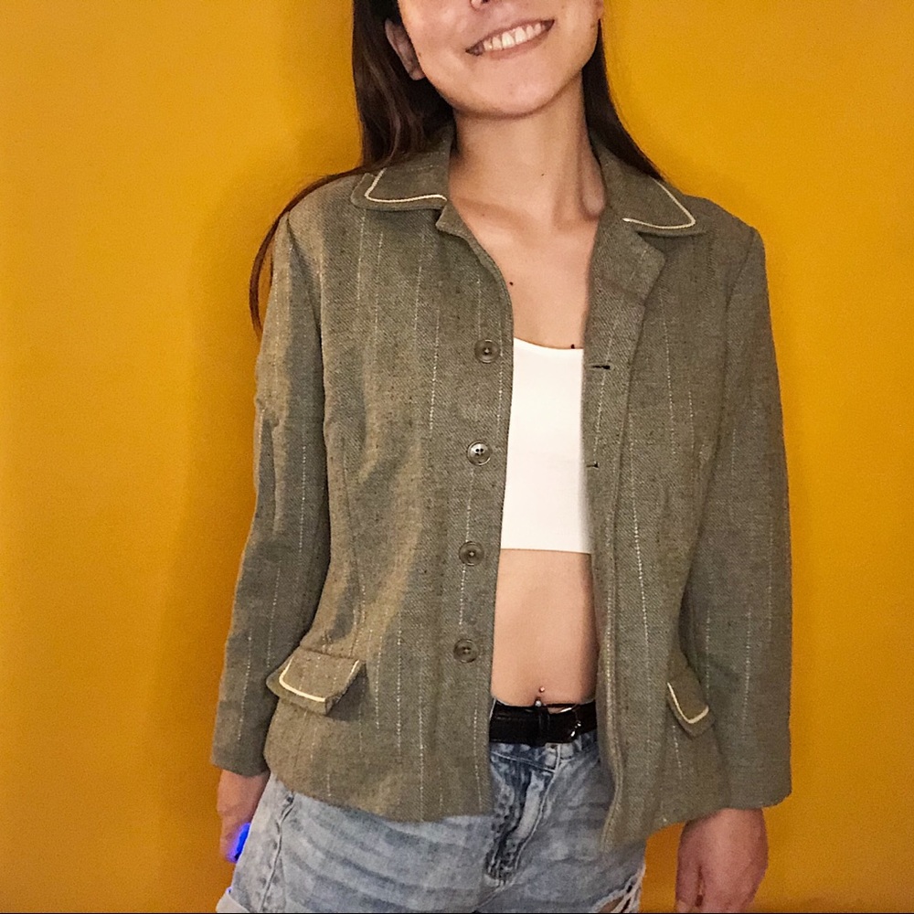 Halogen | Tweed green blazer | Size L